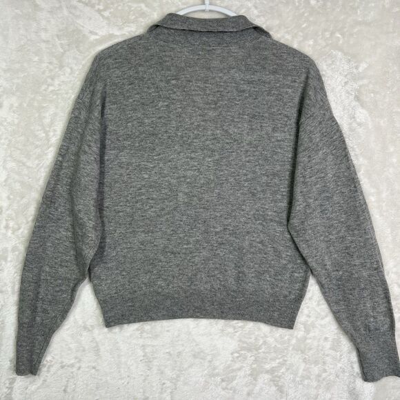 Ophelia Roe Women's Sweater Collar Sz M Cropped  Fine Wool Blend Soft Gray Chick - Picture 7 of 11